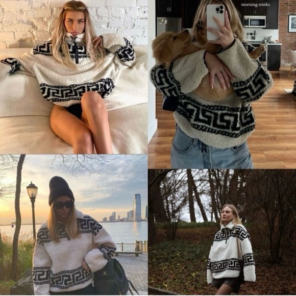 Isabel Marant Etoile Garner Half Zip  Printed Pullover Long Sleeve Jacket Sz 34 - Picture 2 of 9